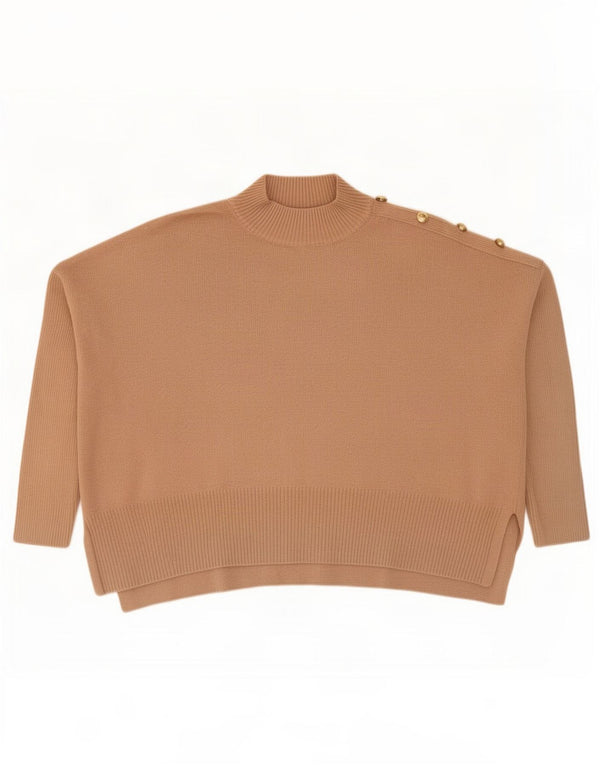 Maglione maglione oversize da donna Barbour con collo a tartaruga UK 8 piccolo cotone beige