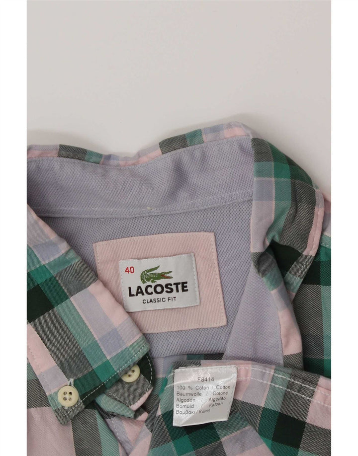 Camicia Lacoste da uomo vestibilità classica taglia 40 cotone a quadri verde medio