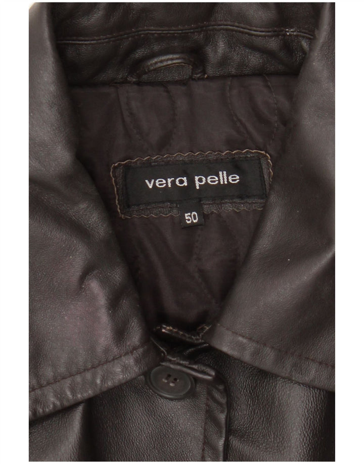 Cappotto in pelle vintage da donna IT 50 XL in pelle marrone