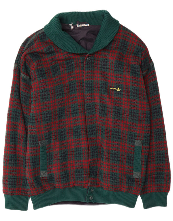 Maglione cardigan da uomo NAVIGARE XL verde a quadri