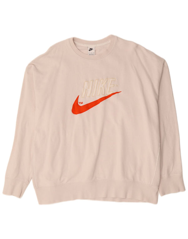 Felpa con grafica Nike da uomo, maglione 2XL, cotone bianco