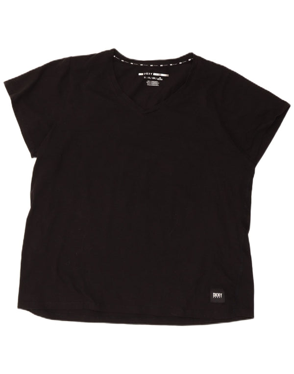 T-shirt regolare a maniche corte da donna Dkny UK 18 XL cotone nero