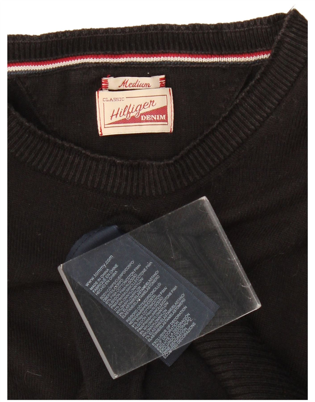 TOMMY HILFIGER Maglione da uomo con scollo a barca in cotone nero medio