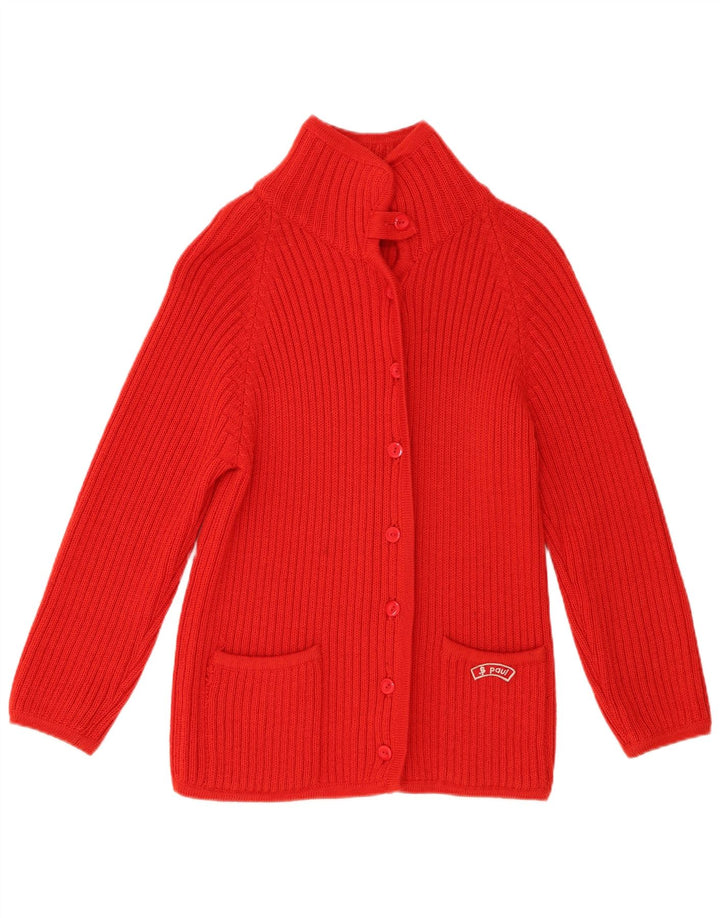 Maglione cardigan da donna vintage UK 10 piccolo lana rossa
