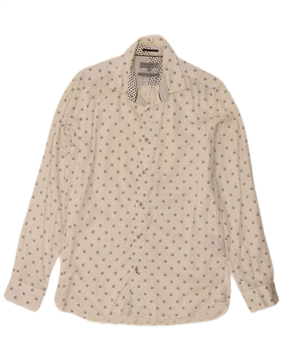 Ted Baker Camicia da uomo con motivo astratto taglia 3 cotone bianco medio