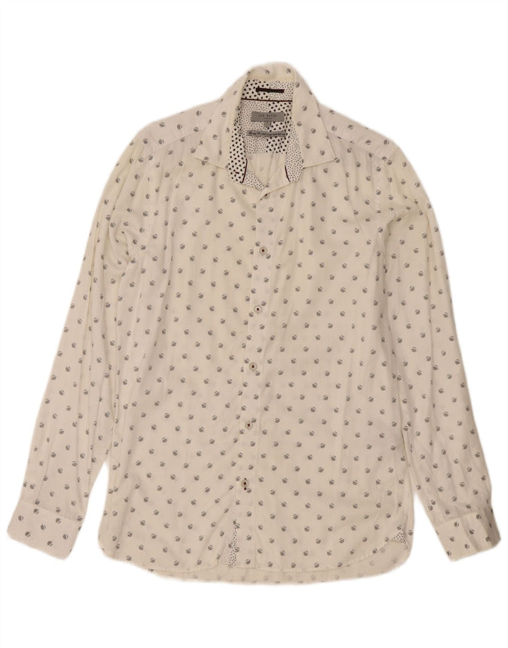 Ted Baker Camicia da uomo con motivo astratto taglia 3 cotone bianco medio