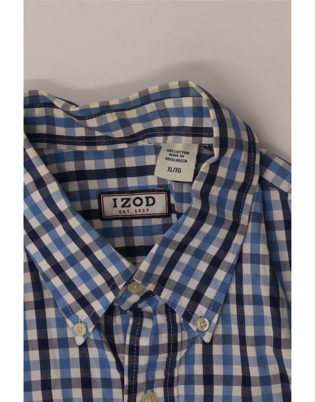 Camicia a maniche corte da uomo Izod XL in cotone a quadretti blu