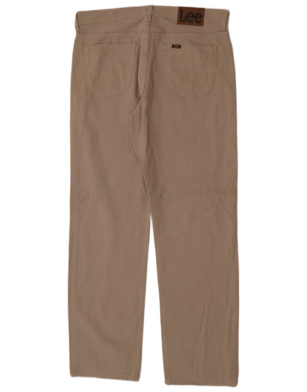 Lee Mens Portland Straight Casual Trousers W36 L32 Beige Cotton