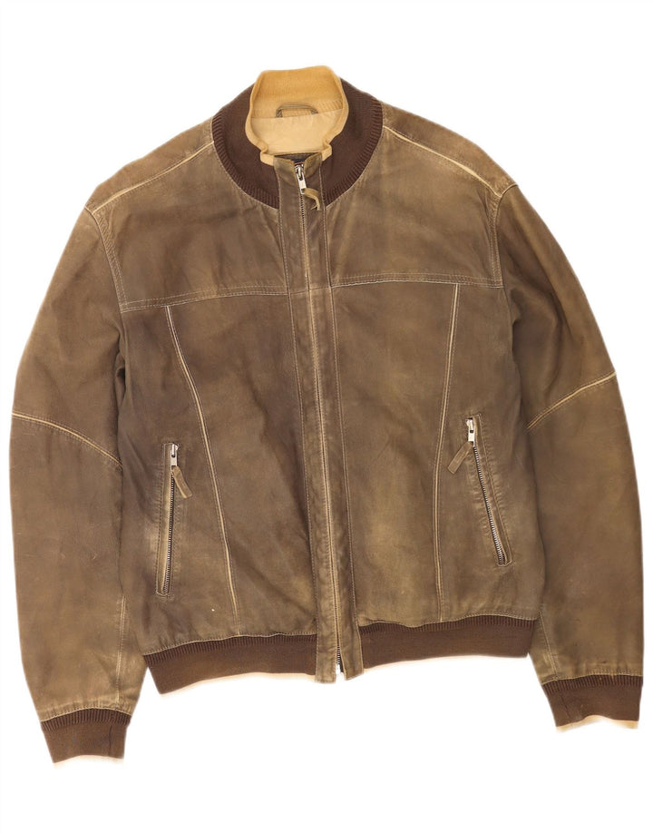 Giubbotto bomber in pelle da uomo Gimo UK 40 grande marrone