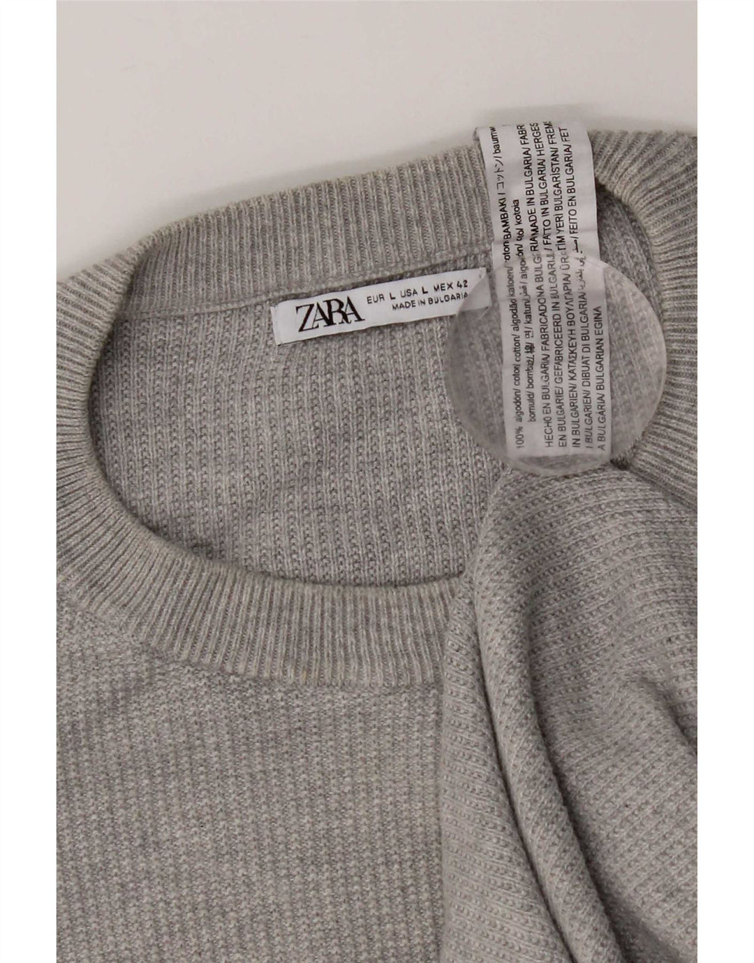 Maglione maglione girocollo da uomo Zara grande grigio