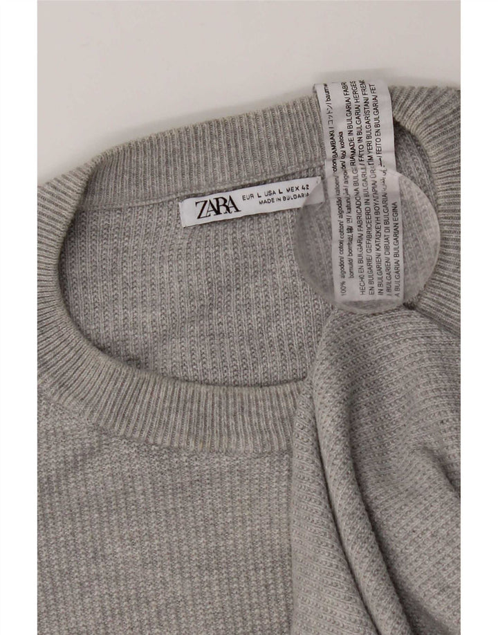Maglione maglione girocollo da uomo Zara grande grigio