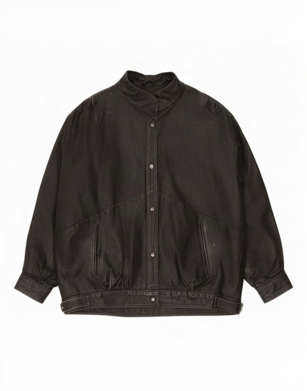 Giacca in pelle da donna vestibilità ampia John Paterson UK 18 XL nera
