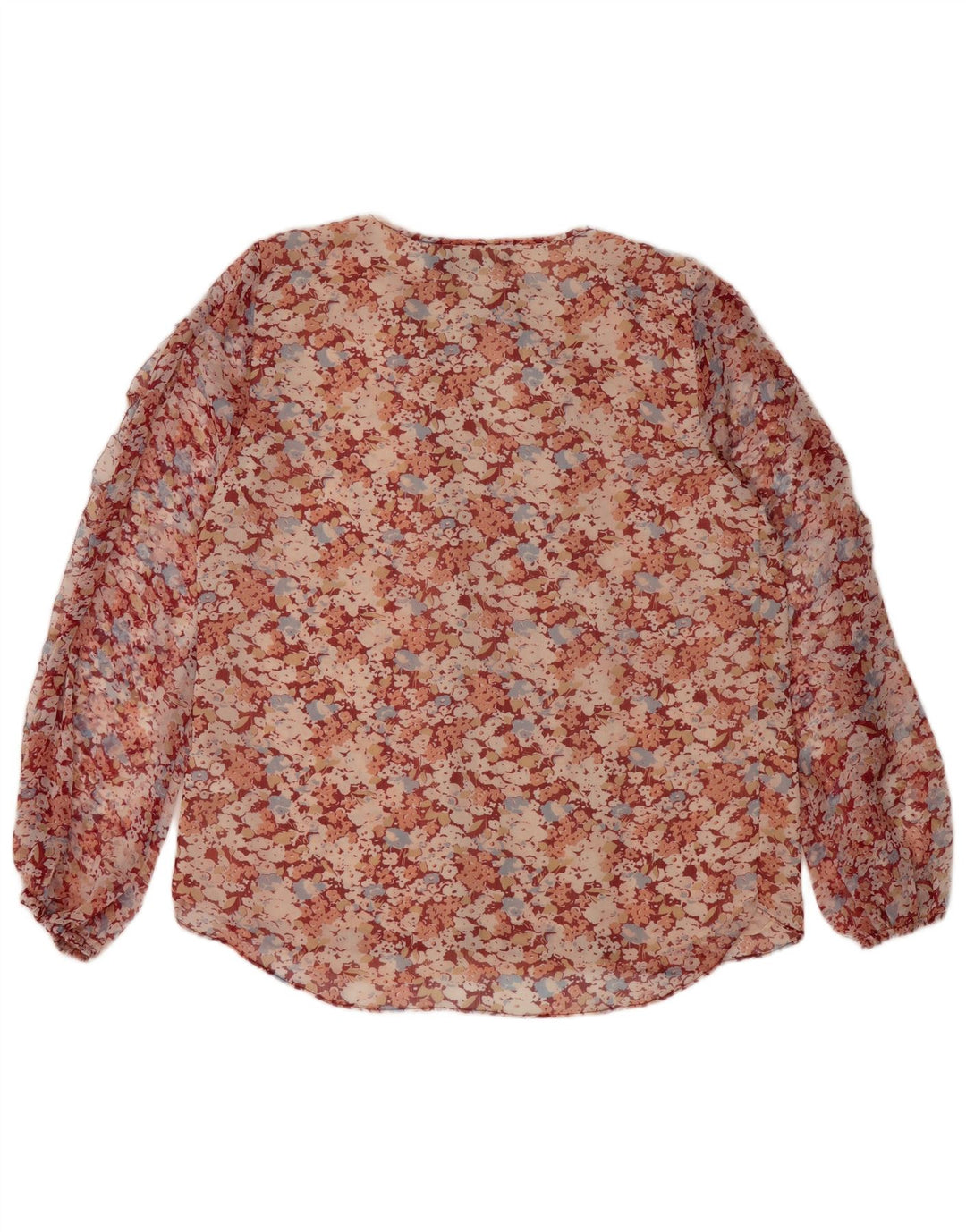 Camicetta trasparente da donna Ralph Lauren Top UK 16 Grande poliestere floreale rosso