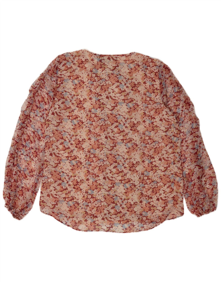 Camicetta trasparente da donna Ralph Lauren Top UK 16 Grande poliestere floreale rosso