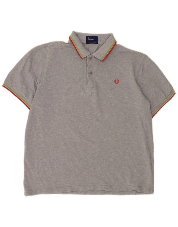 Polo da uomo Fred Perry XL in cotone chiazzato grigio