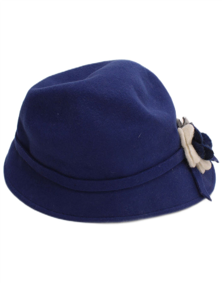 VINTAGE Womens Cloche Hat One Size Blue Wool Retro