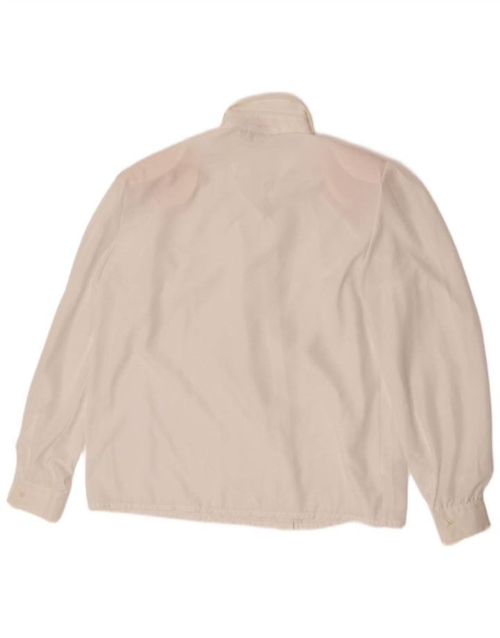 Primavera Firenze Camicetta da donna con papillon UK 18 XL Poliestere bianco