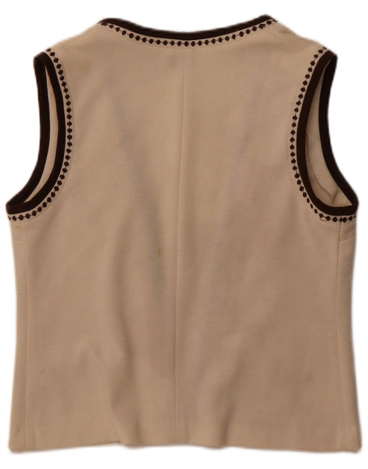 Maglione cardigan aperto senza maniche da donna Carre EU 42 grande bianco sporco