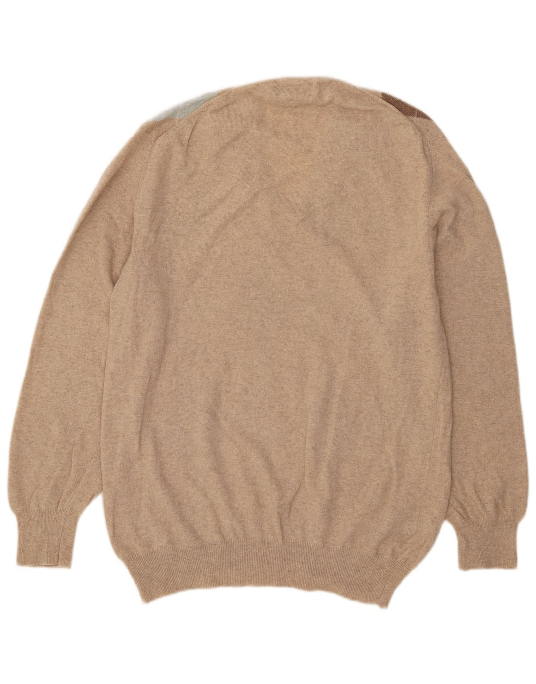 Maglione da uomo con scollo a V Valdoglio XL Beige Argyle/Diamond Wool