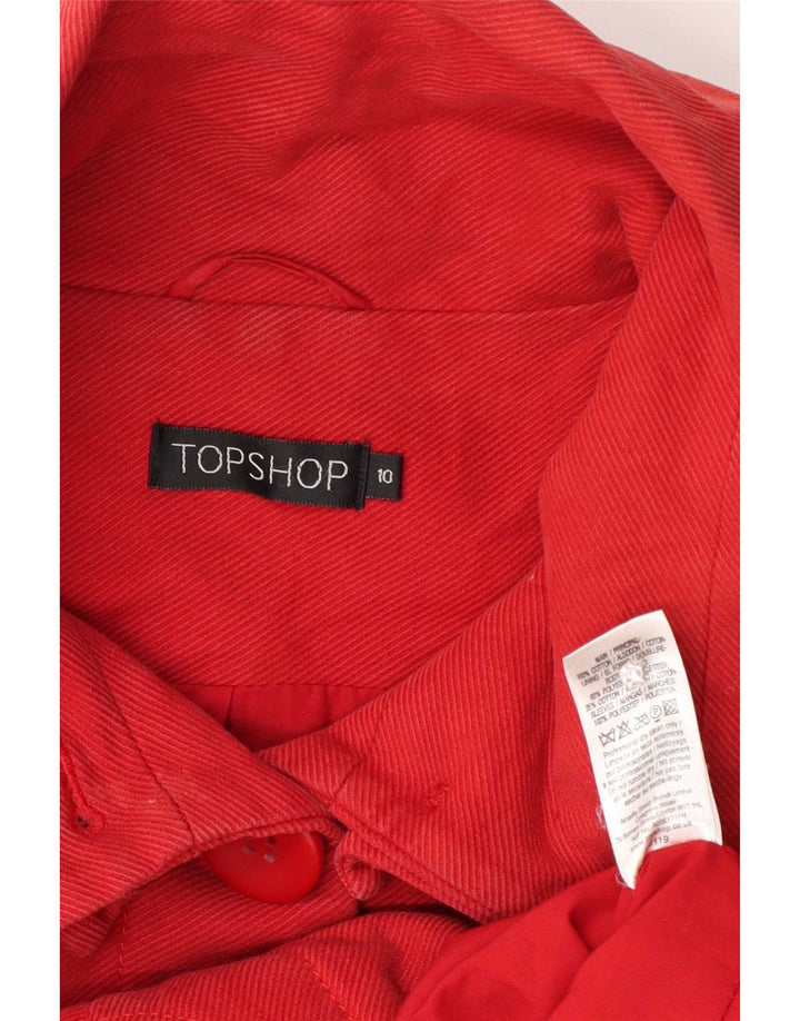 Giacca blazer da donna a 2 bottoni Topshop UK 10 piccola in cotone rosso