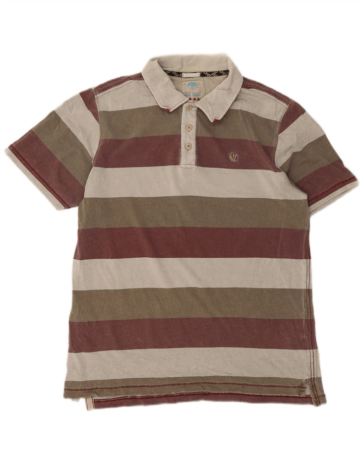Polo da uomo Fat Face in cotone a righe multicolori medie