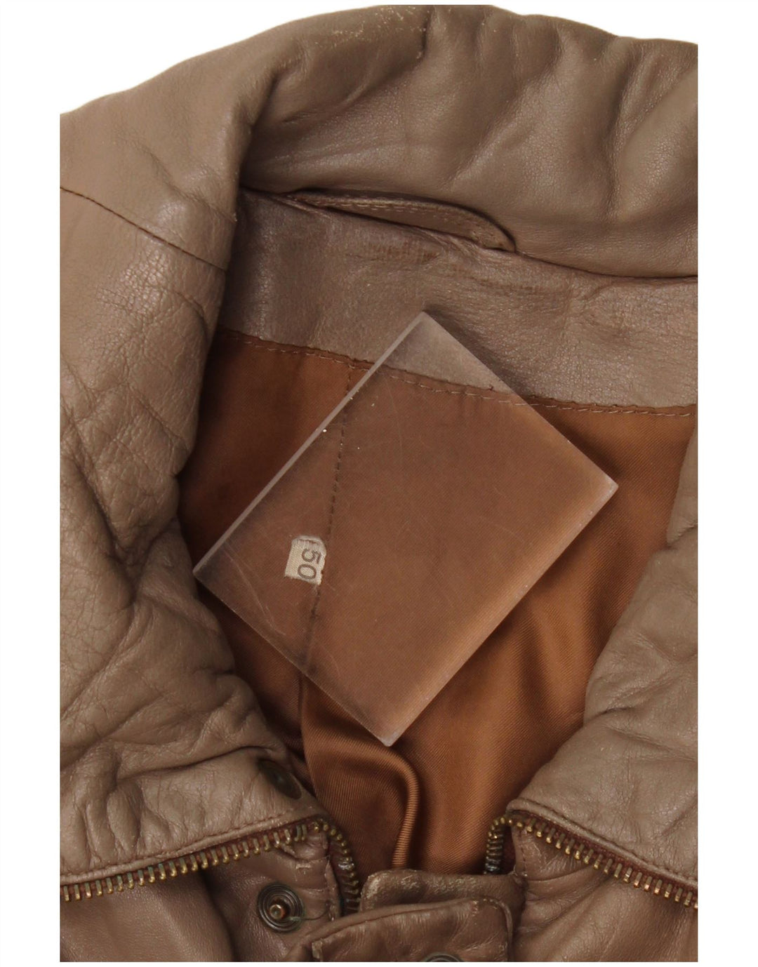 Giacca in pelle vintage da uomo IT 50 grande marrone
