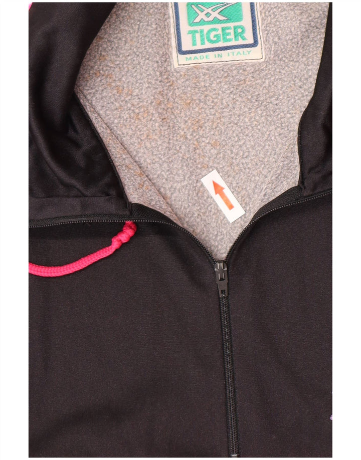 Asics Donna Pullover Tuta Top IT 48 Small Nero Colourblock anni '90