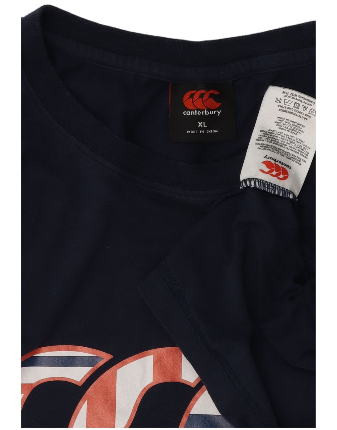 T-shirt grafica da uomo CANTERBURY Top XL in cotone blu navy