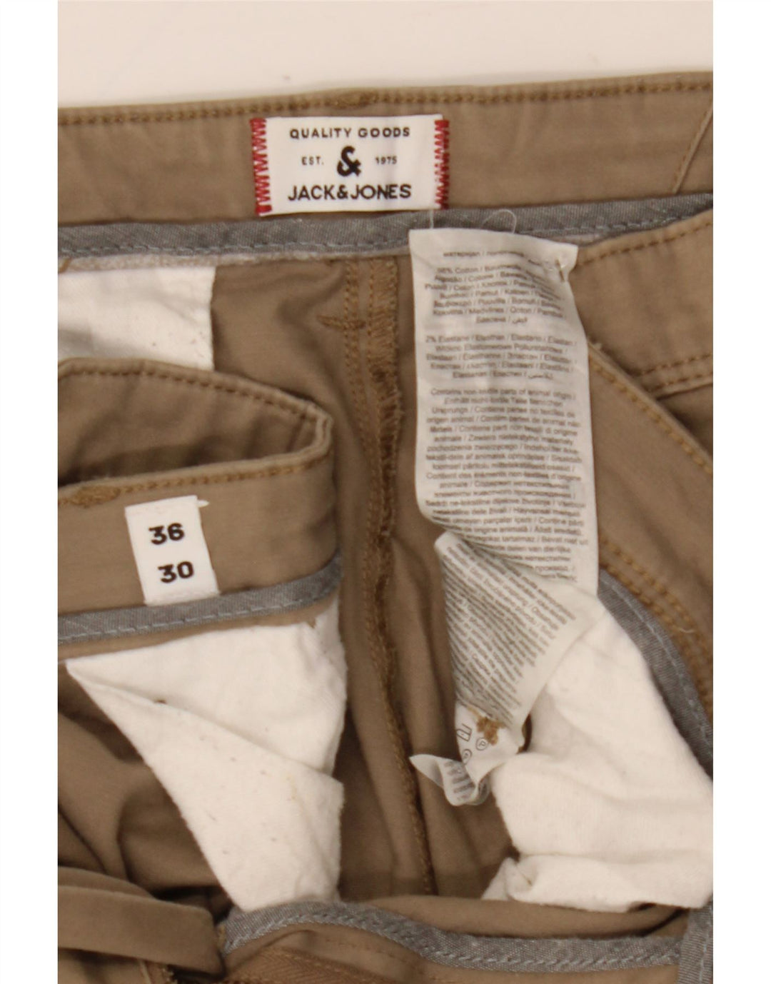 Pantaloni chino slim da uomo Jack & Jones W36 L30 cotone beige