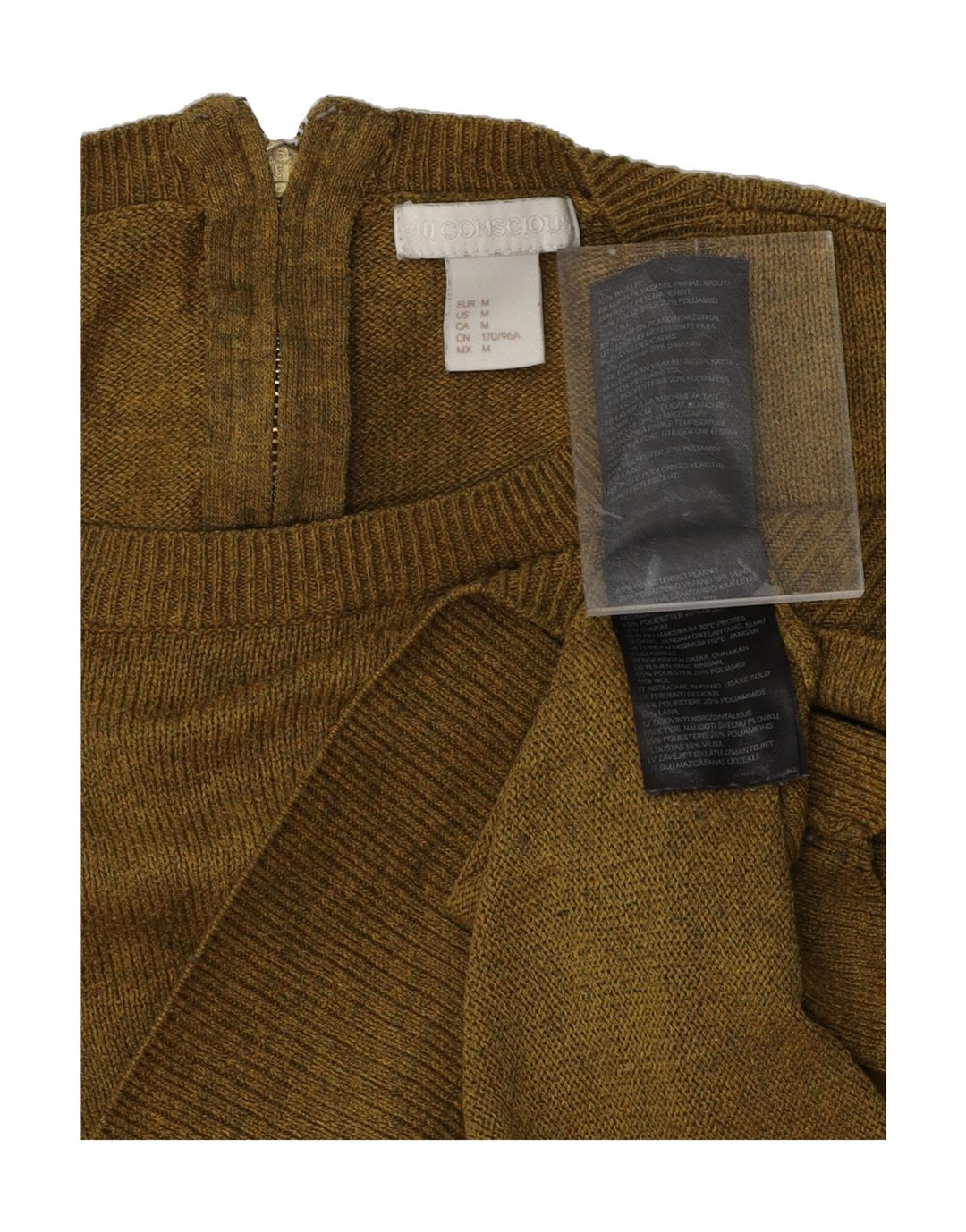 H&M Womens Oversized Crew Neck Jumper Sweater UK 14 Medium Khaki Polyester Vintage H&M and Second-Hand H&M from Messina Hembry 