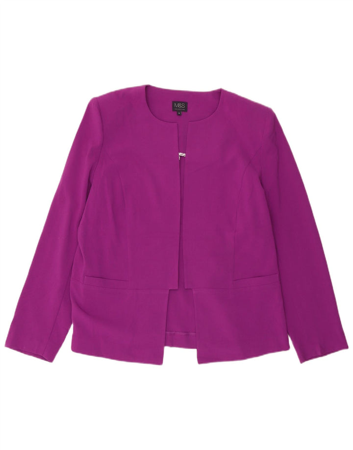 Giacca blazer aperta da donna Marks & Spencer UK 16 grande poliestere viola