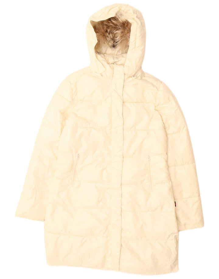 Cappotto imbottito con cappuccio da donna Kappa UK 12 medio poliestere bianco sporco