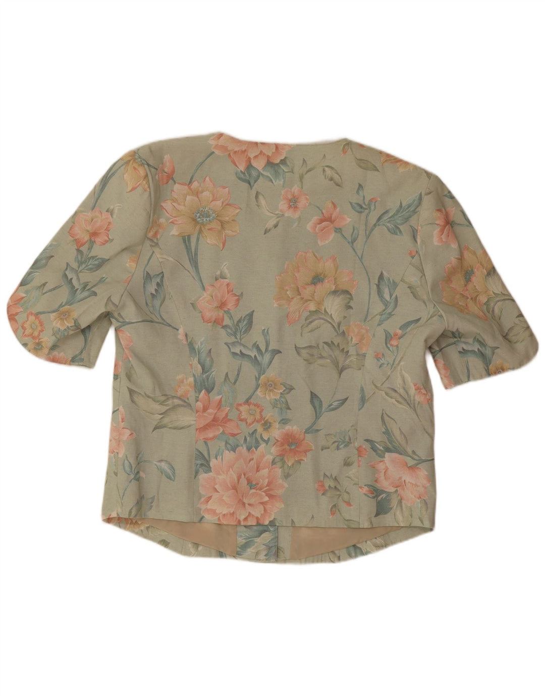 Giacca blazer da donna a maniche corte a 3 bottoni Clover UK 12 Verde medio floreale