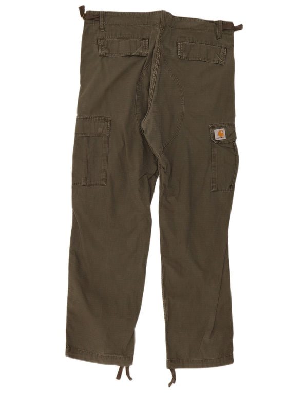 Pantaloni cargo dritti da uomo Carhartt W33 L30 cotone a righe kaki