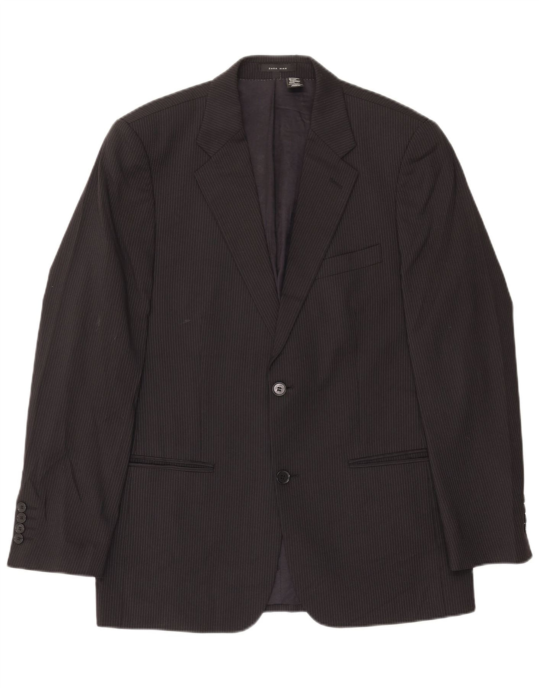 Giacca blazer da uomo a 2 bottoni Zara EU 50 in lana a righe nere medie