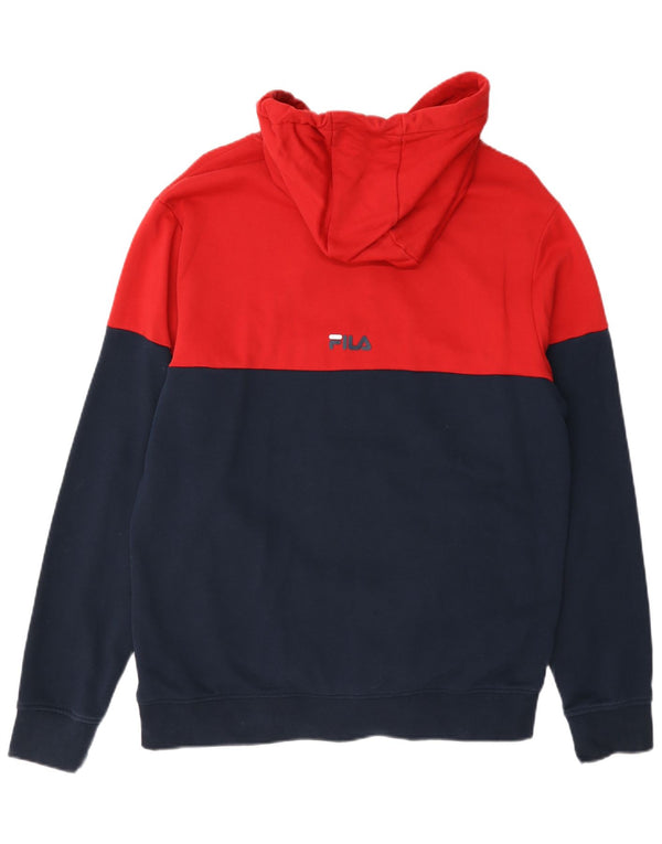 Felpa con cappuccio grafica da uomo Fila, cotone color block medio blu navy