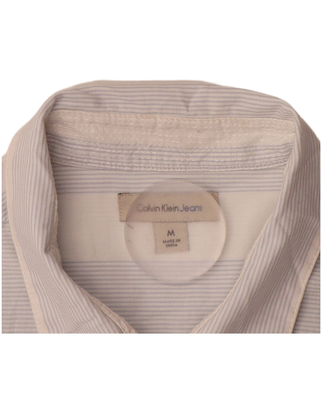 CALVIN KLEIN JEANS Camicia Uomo Manica Corta Cotone Rigato Blu Medio