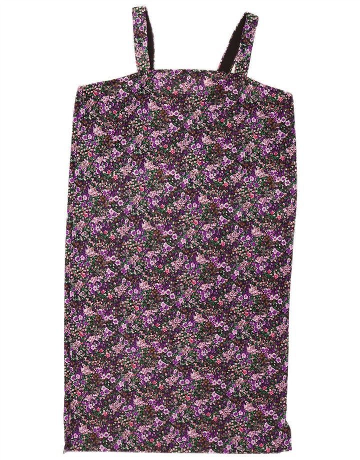 Prendisole vintage da donna UK 14 grande floreale multicolore
