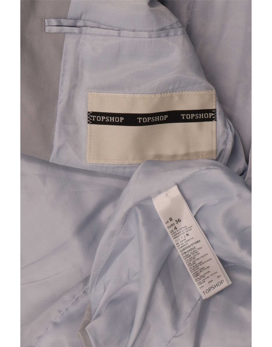 Giacca blazer da donna a 1 bottone Topshop UK 8 piccola poliestere grigio