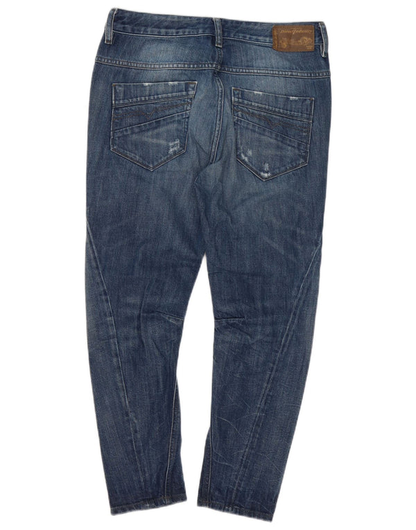 Diesel Fayza Crop Jeans larghi effetto consumato da donna W26 L23 cotone blu