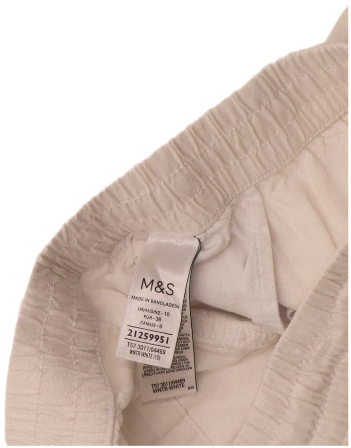Pantaloncini chino da donna Marks & Spencer UK 10 piccoli W28 lino bianco