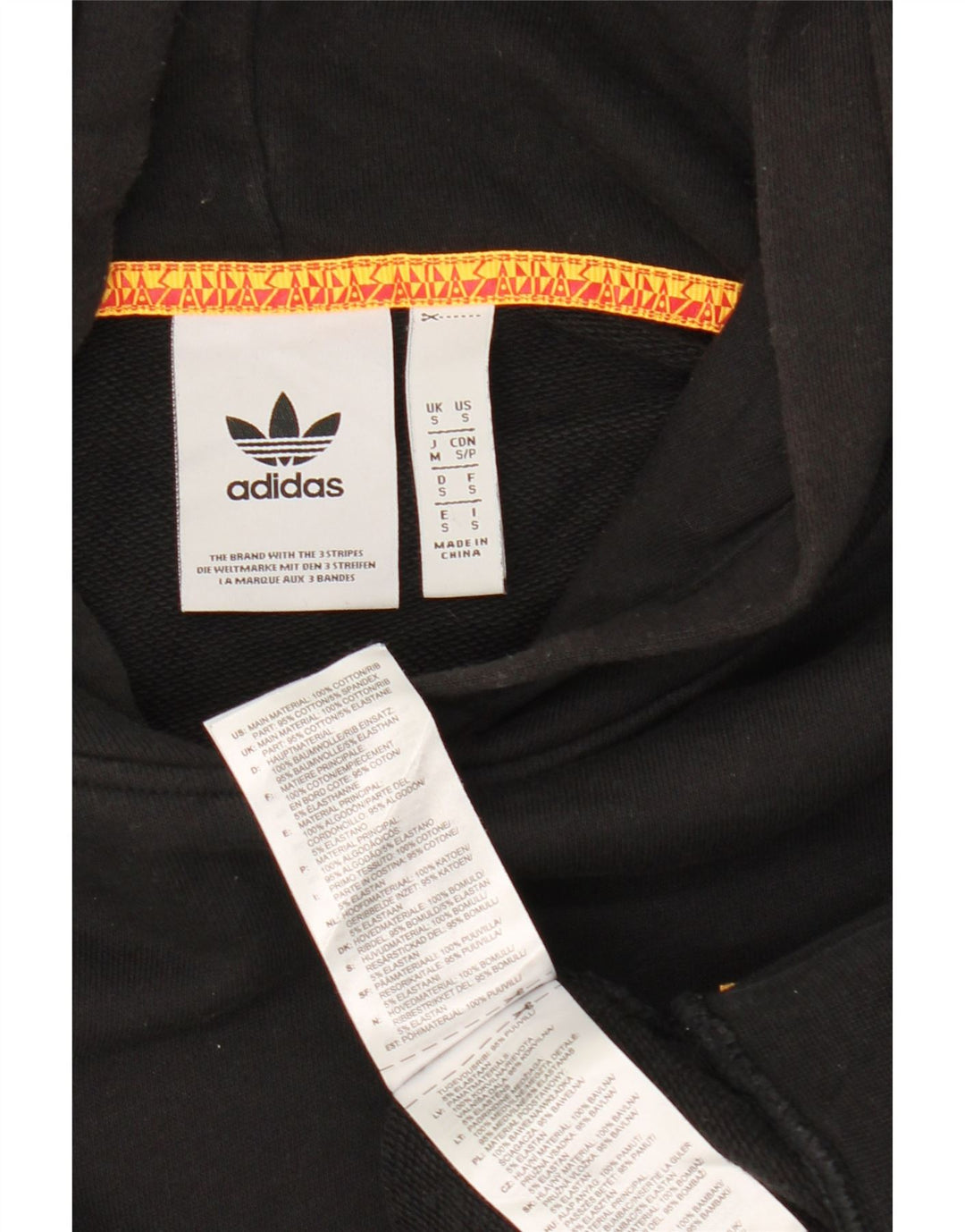 Felpa con cappuccio da uomo Adidas Small in cotone nero