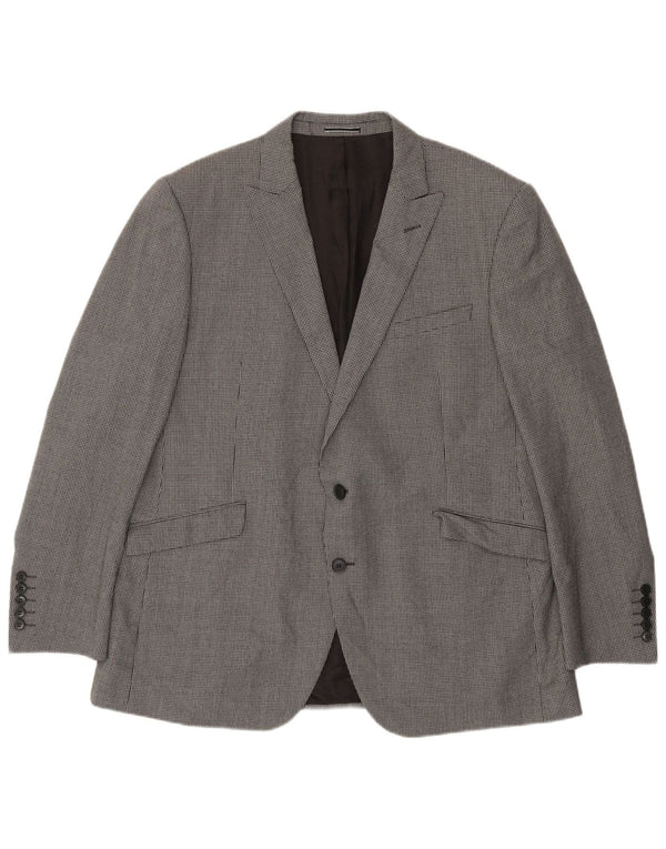 Giacca blazer a 2 bottoni Marks & Spencer da uomo UK 46 3XL lana pied de poule grigia