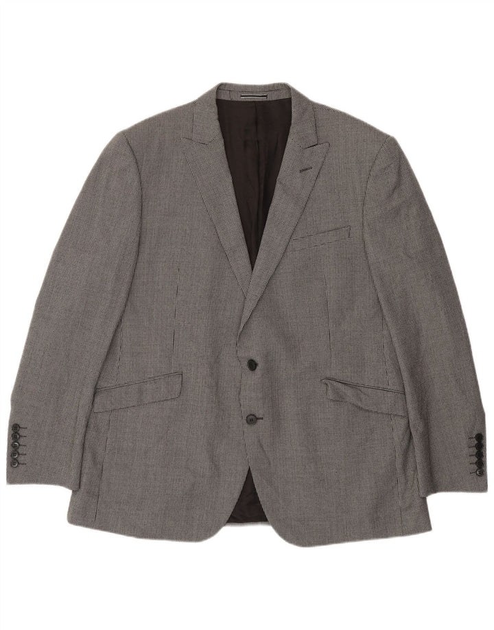 Giacca blazer a 2 bottoni Marks & Spencer da uomo UK 46 3XL lana pied de poule grigia