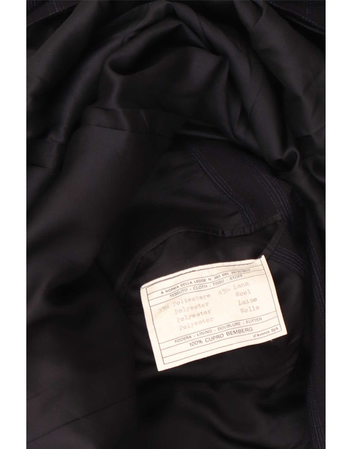 Simon Ackerman Giacca blazer da uomo UK 36 Small Navy Blue gessato