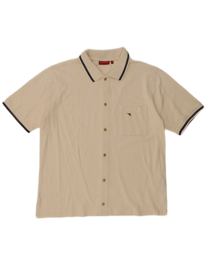 Maglia Diadora Uomo Manica Corta Cotone Bianco Medio