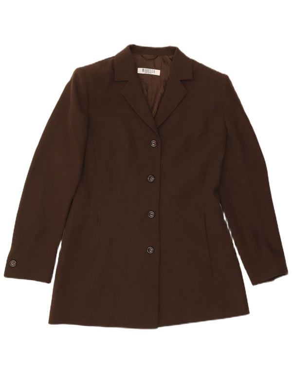 Giacca blazer a 4 bottoni da donna Marella UK 12 classica in lana marrone medio