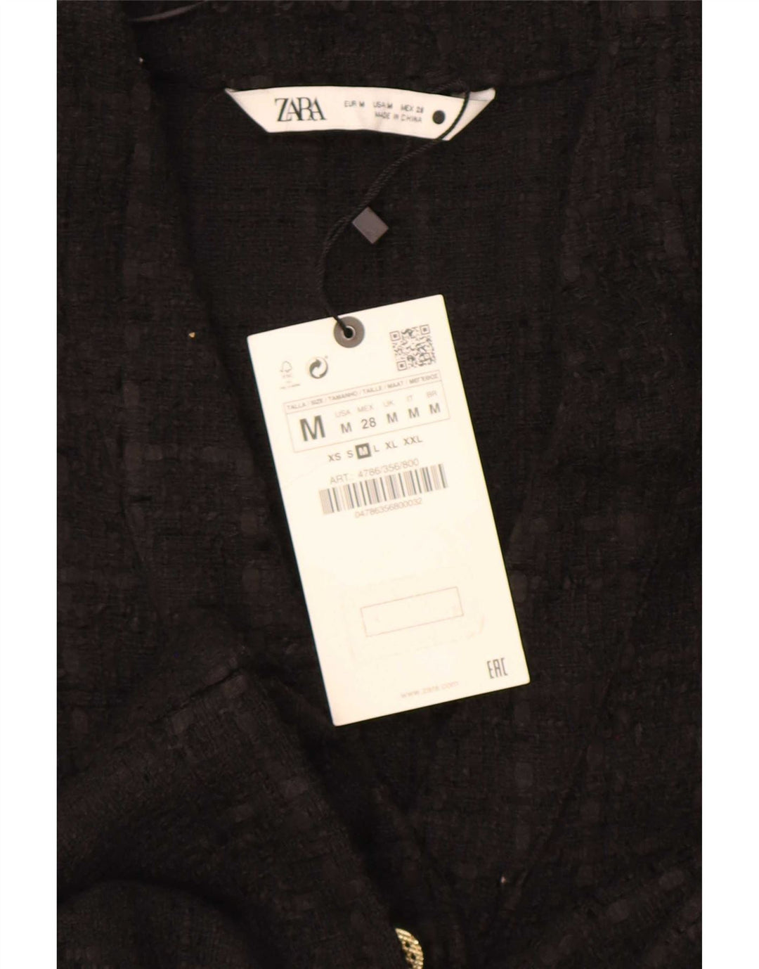 Giacca blazer a 6 bottoni da donna Zara UK 14 poliestere medio nero a quadri
