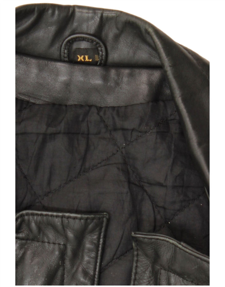 Giacca in pelle militare vintage da uomo UK 42 XL nera