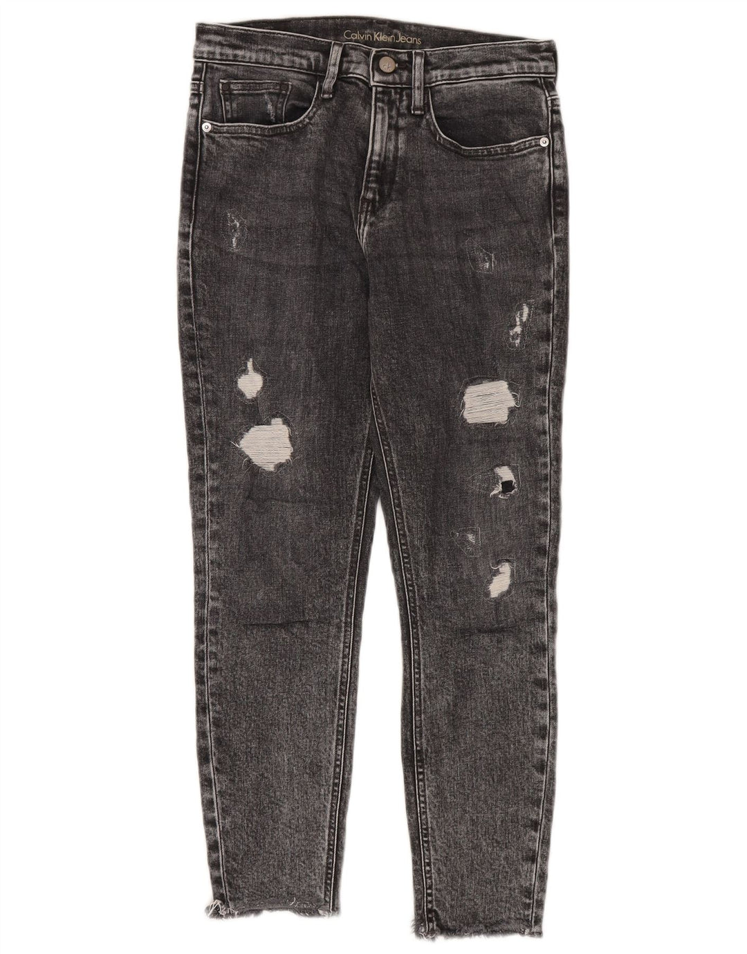 Jeans cropped skinny invecchiati Calvin Klein da donna W27 L26 Grigi